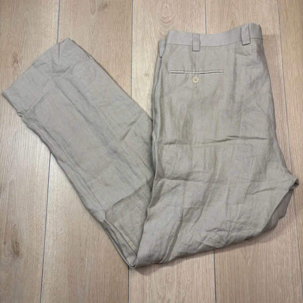 Calvin Klein Mens 100% Linen Pants Tan Beige Straight Leg 38x32 P4900048672